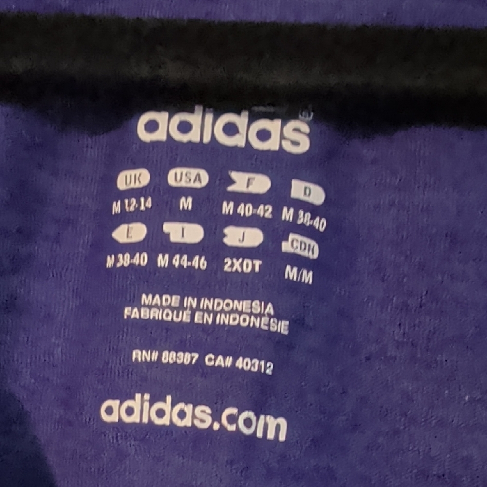 Adidas Deep Purple V-Neck Tee with Green Logo - Picture 2 of 3